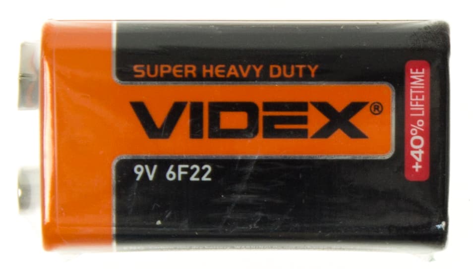 Батарейка Videx 6F22/1 shrink крона (24) (288) (480)