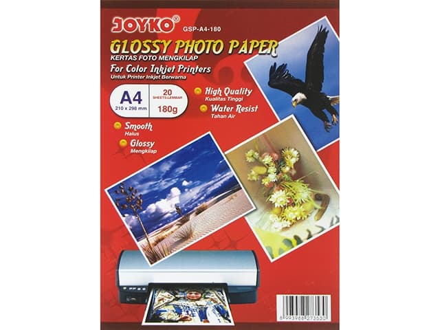 Фотопапір глянцевий Joyko А4 180г/м2 210х298мм (20) (1000) GSP-A4-10/GSP-A4-180
