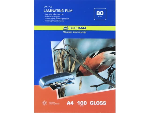 Плівка для ламінування Buromax А4 80мкм 216х303мм (100) 7723