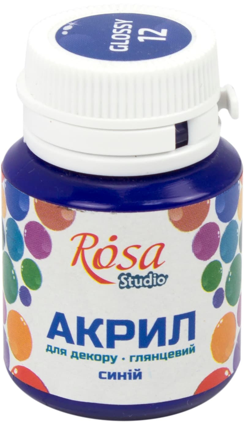 Акрил для декору Rosa Studio 20мл глянцевий синій 21012/2214
