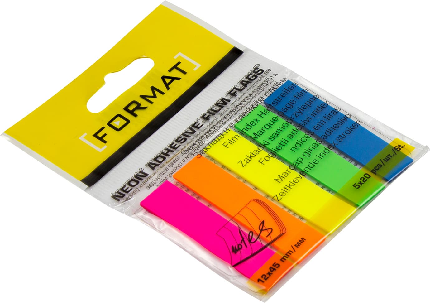 Стікери-закладки Economix Light 12х45 5 неонових кольорів, 100 шт (20) E27945