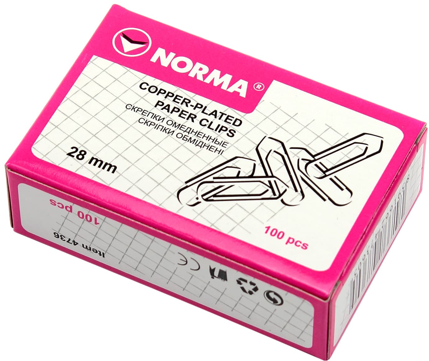 Скріпки Norma Човник 28мм 100 шт оміднені (10) 4736