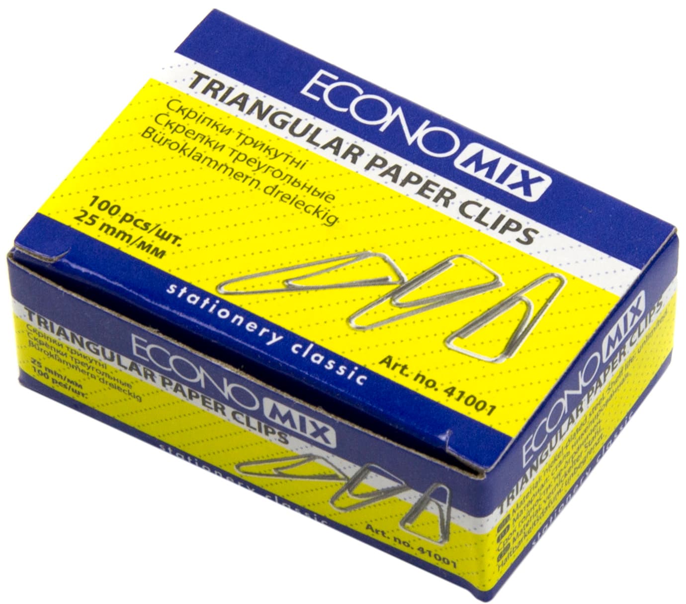 Скріпки 25мм Economix 100 шт трикутні (10) Е41001