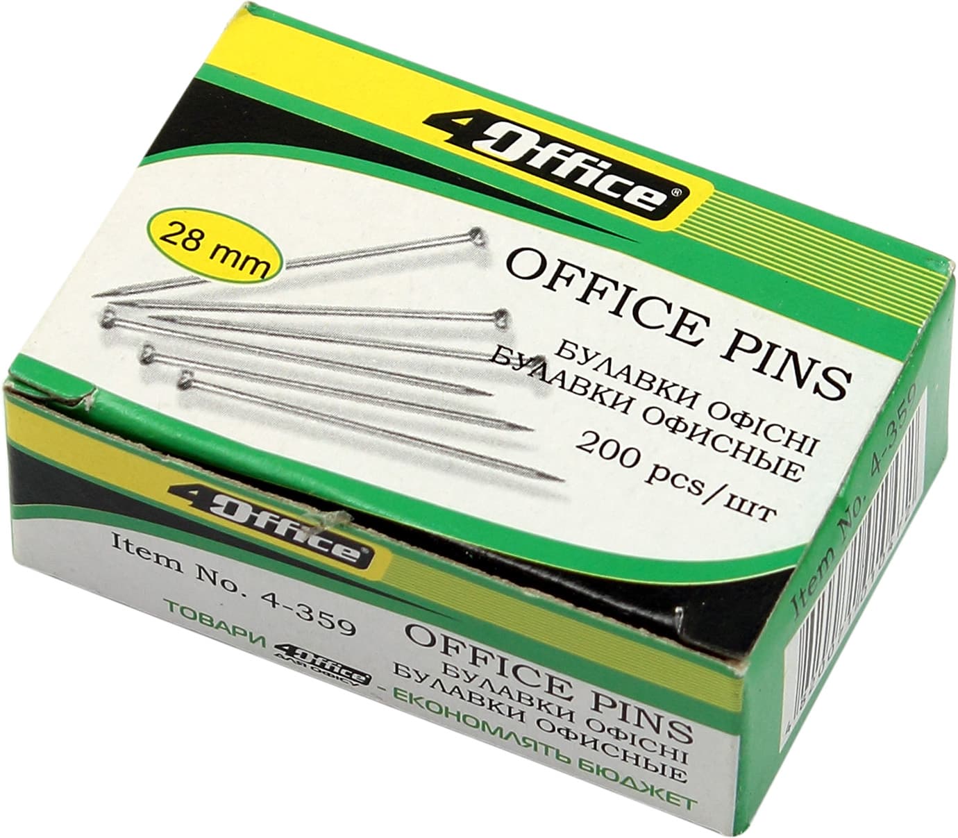 Шпильки офісні 28мм 4Office 200 шт (10) 4-359
