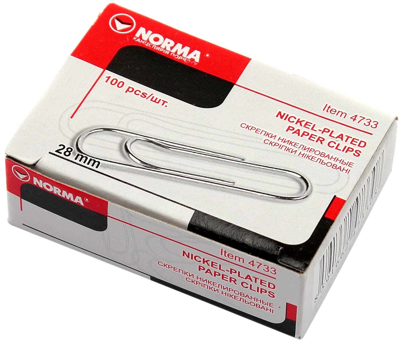 Скріпки Norma 28 мм 100 шт прямі (10) 4733