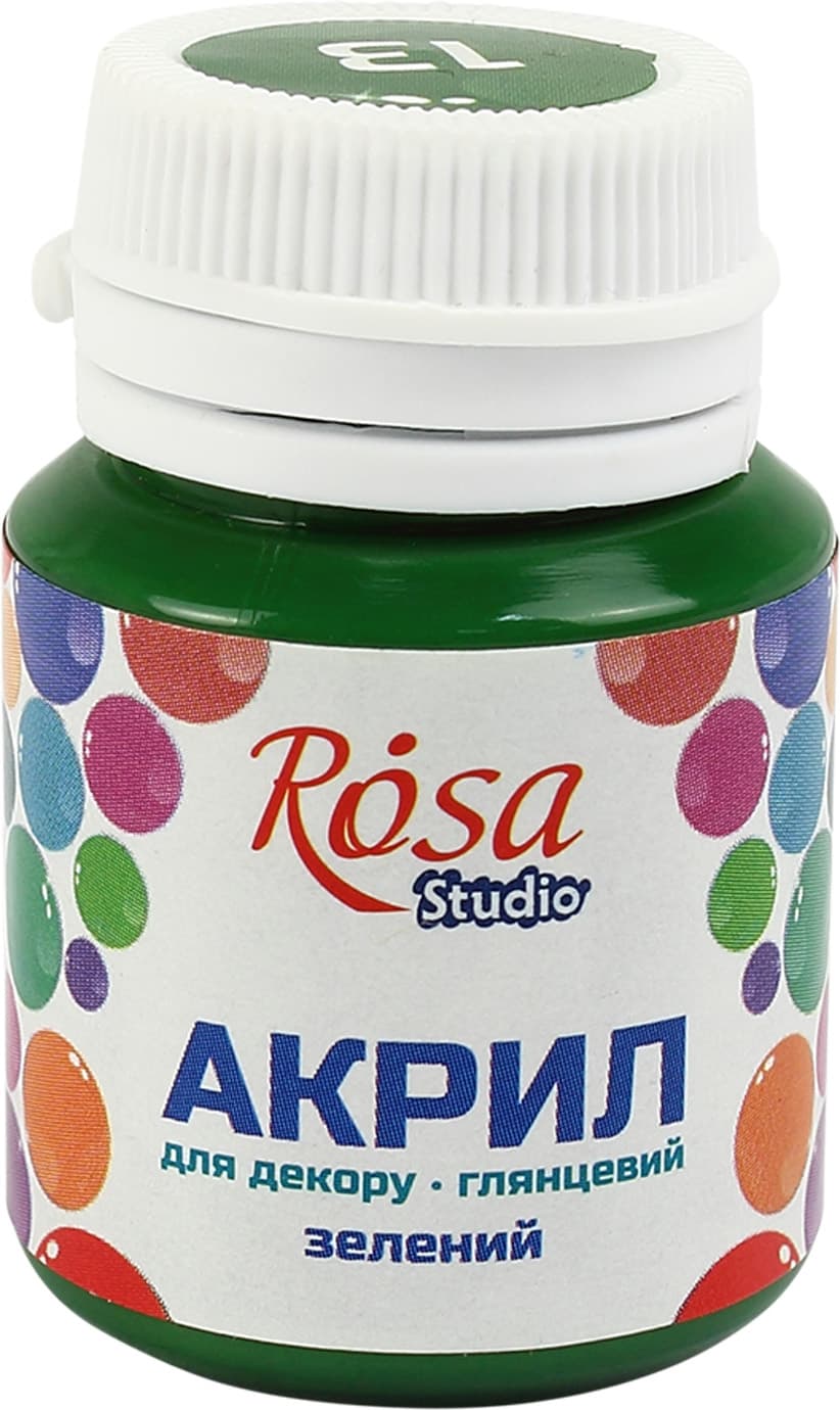 Акрил для декору Rosa Studio 20мл глянцевий зелений 21013/2592