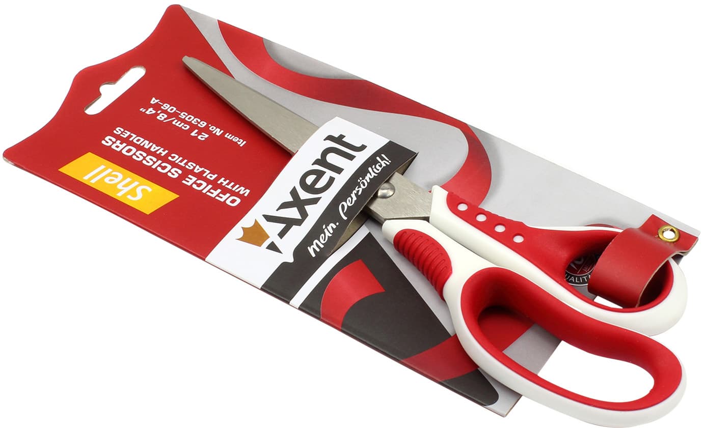 Ножницы офисные Axent 20 см Shell бело-красные (10) (100) 6305-06