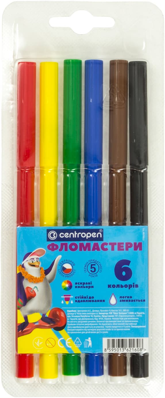 Фломастери Centropen 6 кольорів (1) (300) 7790/06ТП