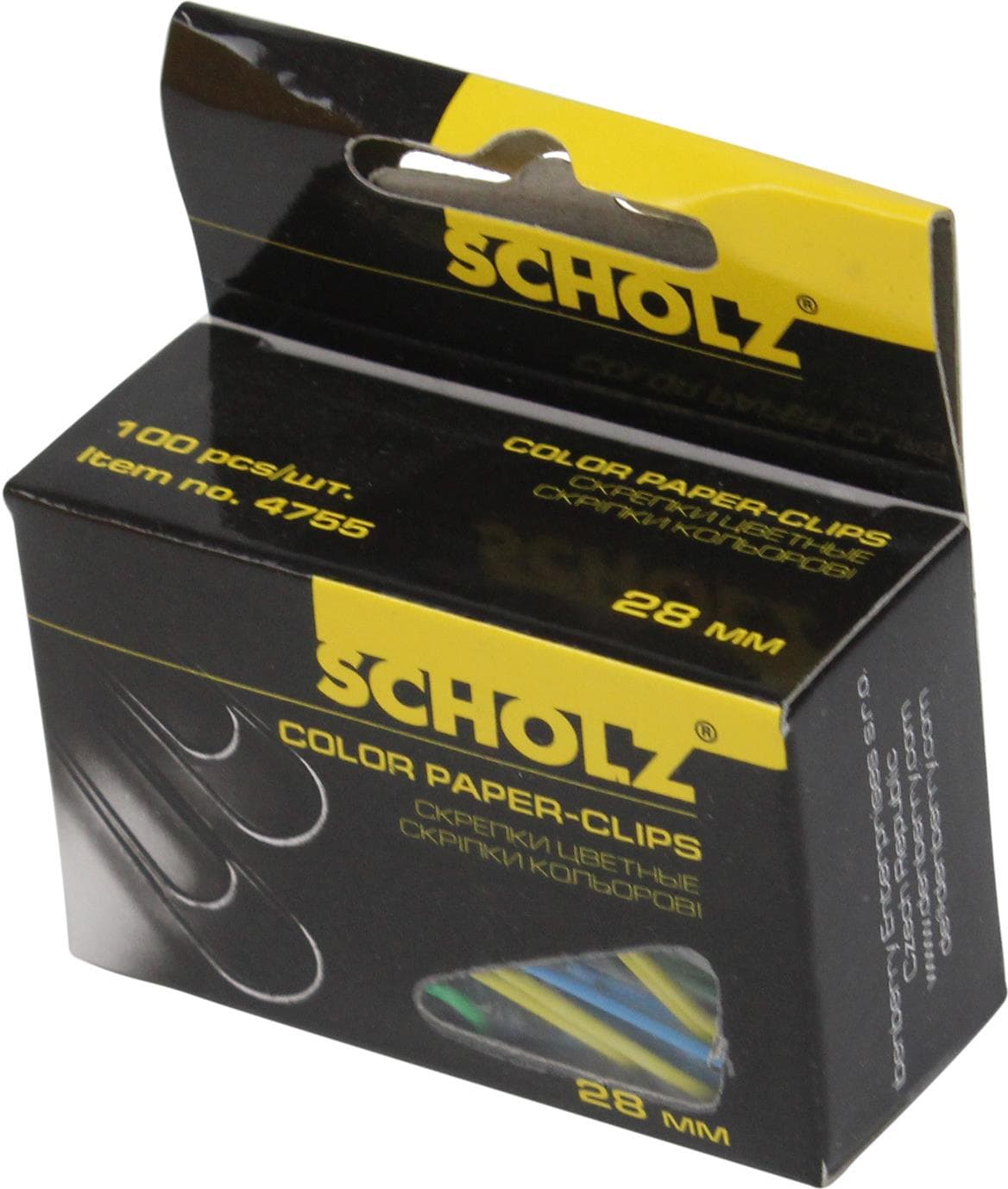 Скріпки Scholz 28 мм 100 шт прямі, кольорові (10) 4755
