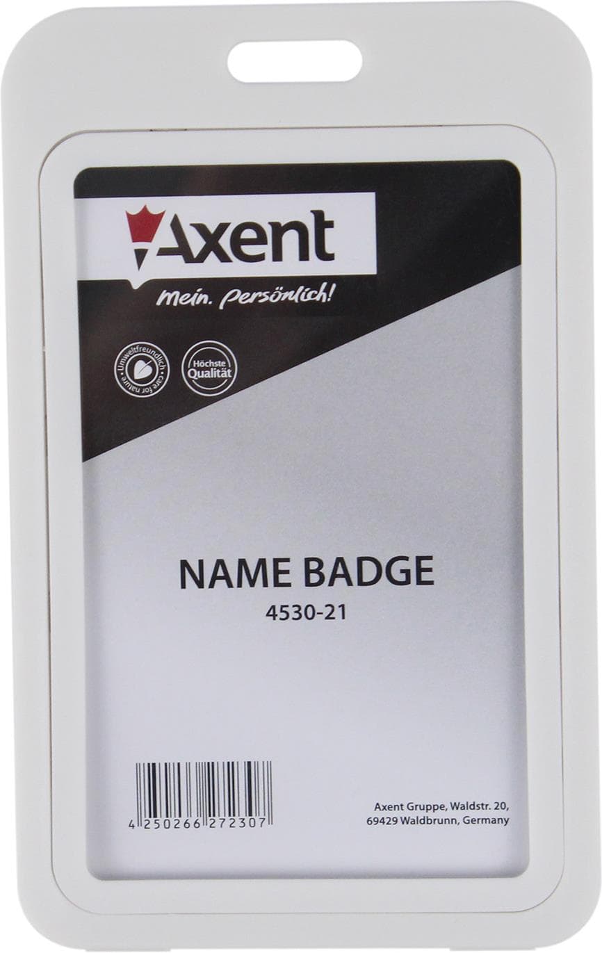 Бейдж Axent вертикальний 54х84 мм, РР, білий (5) 4530-21