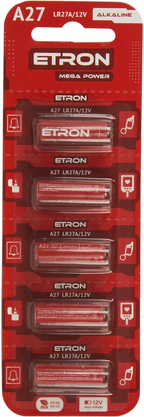 Батарейка Etron Mega Power A27/5bl 12V (5) (100)