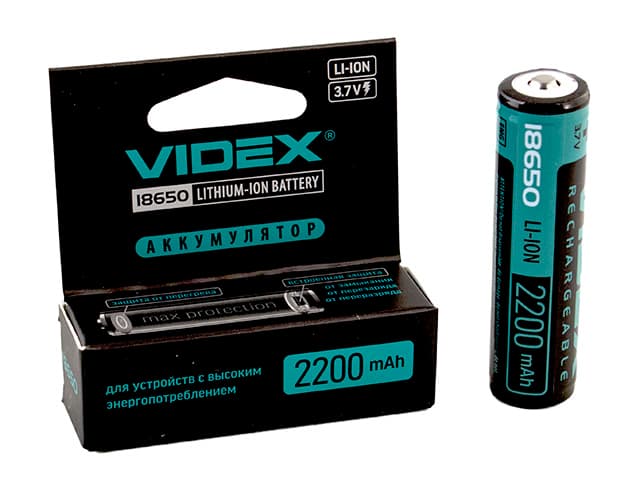 Акумулятор Videx Li-ion 18650-R, 2200 mAh, захист/mbl/блістер 1 шт