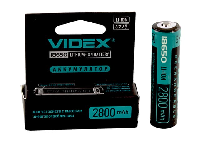 Акумулятор Videx Li-ion 18650-R, 2800 mAh, захист