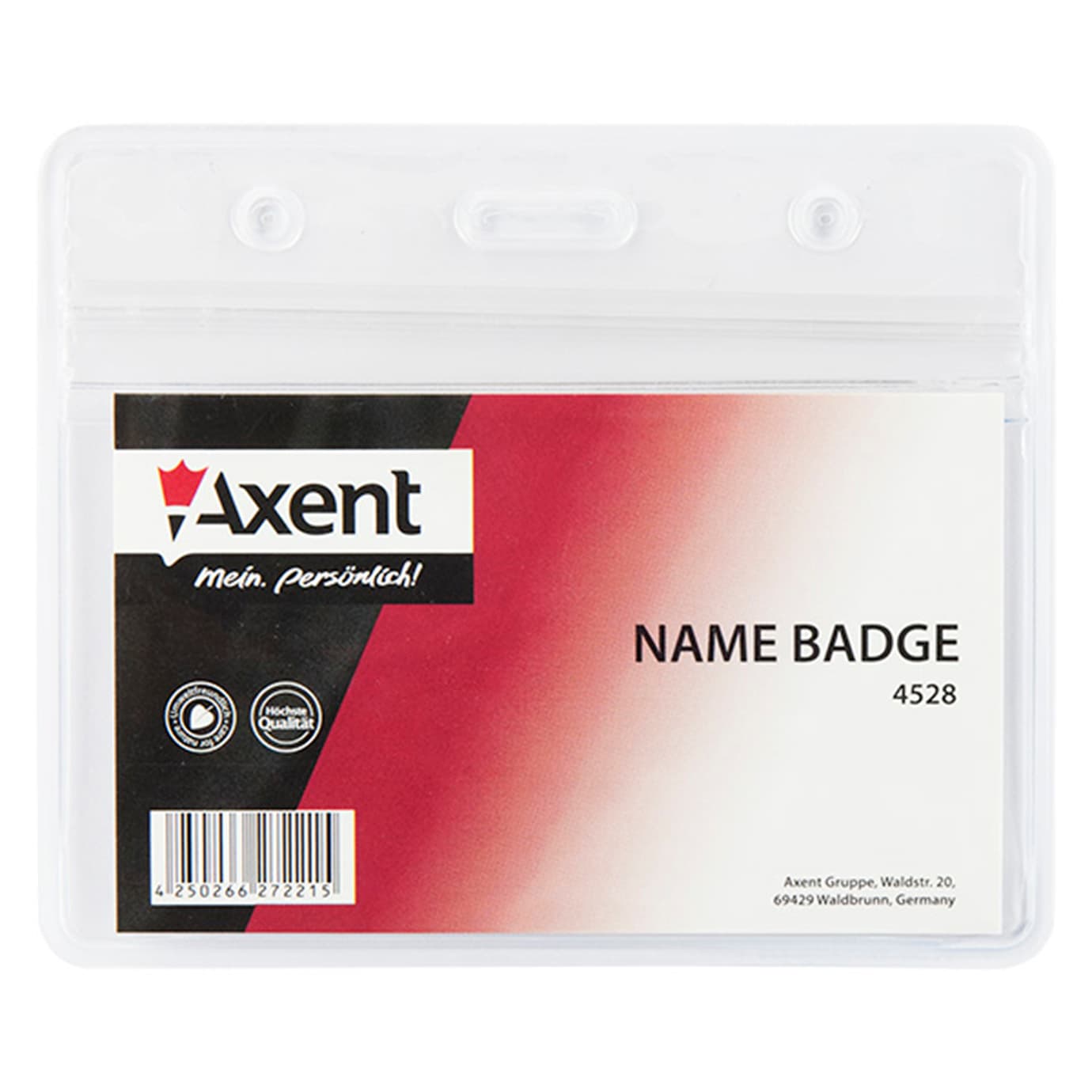 Бейдж Axent горизонтальний 88 х54 мм, замок zip lock, матовий, прозорий (10) №4528
