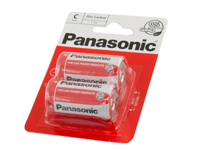 Батарейки Panasonic zinc carbon R-14 блістер 2 шт (12) (60)