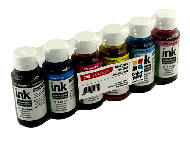 Чернила к-кт ColorWayEpsonTX650 6х100мл black,cyan,m-nta,light cyan,light m-nta,yelow№9614