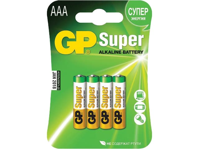 Батарейки GP Super 15A-2UE4 LR-06 блістер 4 шт (10) (80)