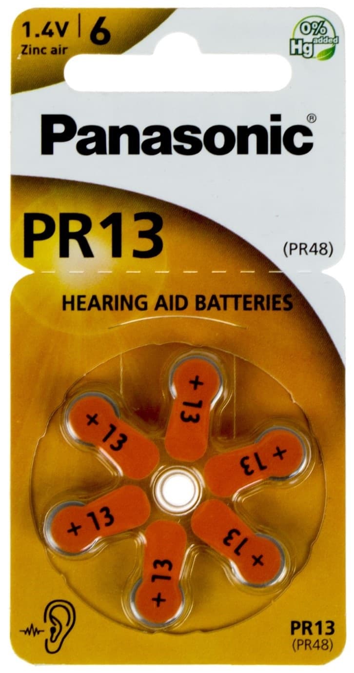 Батарейка Panasonic ZincAir ZA-13/PR13/6bl для слухового апарату (6) (60)