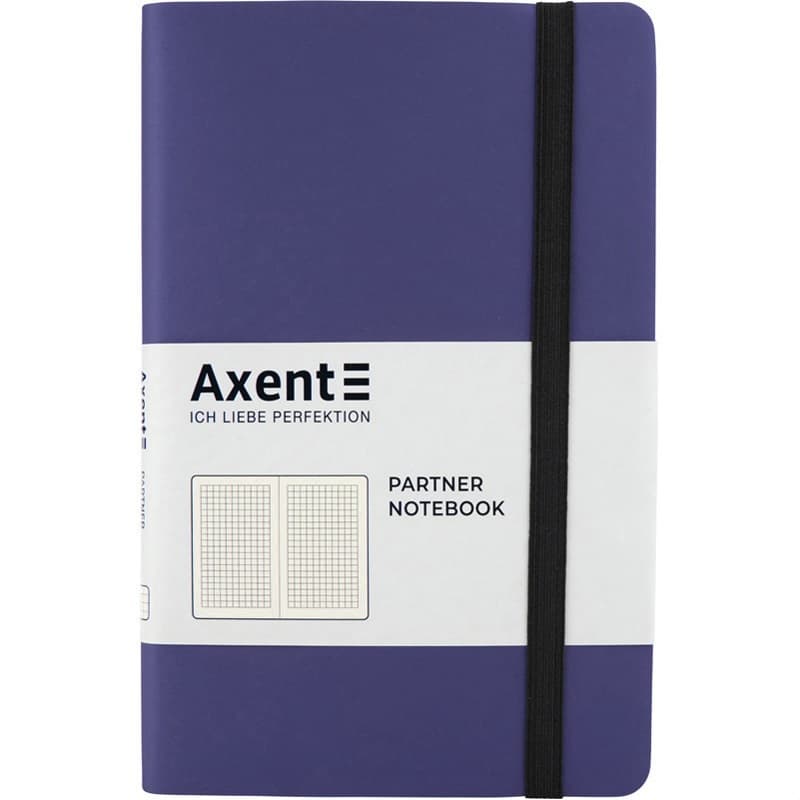 Блокнот B6 96 аркушів клітинка картонна обкладинка Axent Partner Soft темно-синій (18) 8206-38