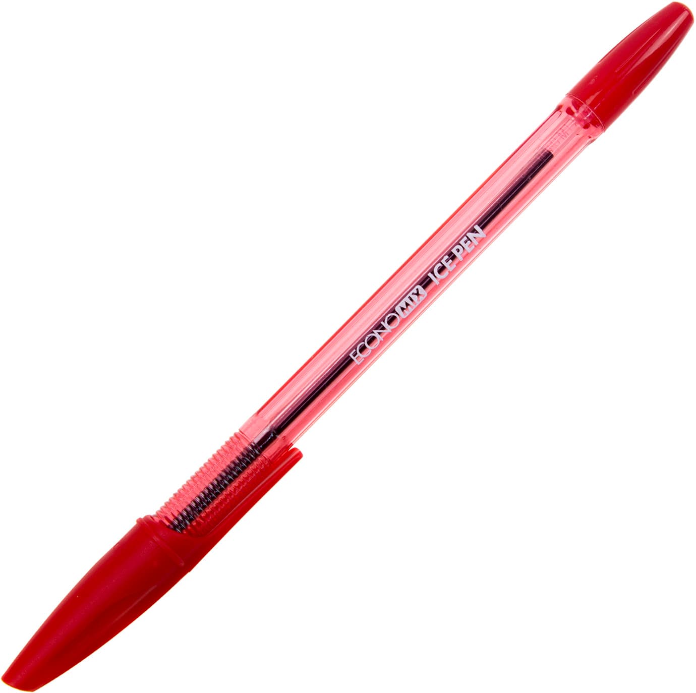 Ручка кулькова Economix Ice Pen 0,5 мм напівпрозора червона (50) E10186-03