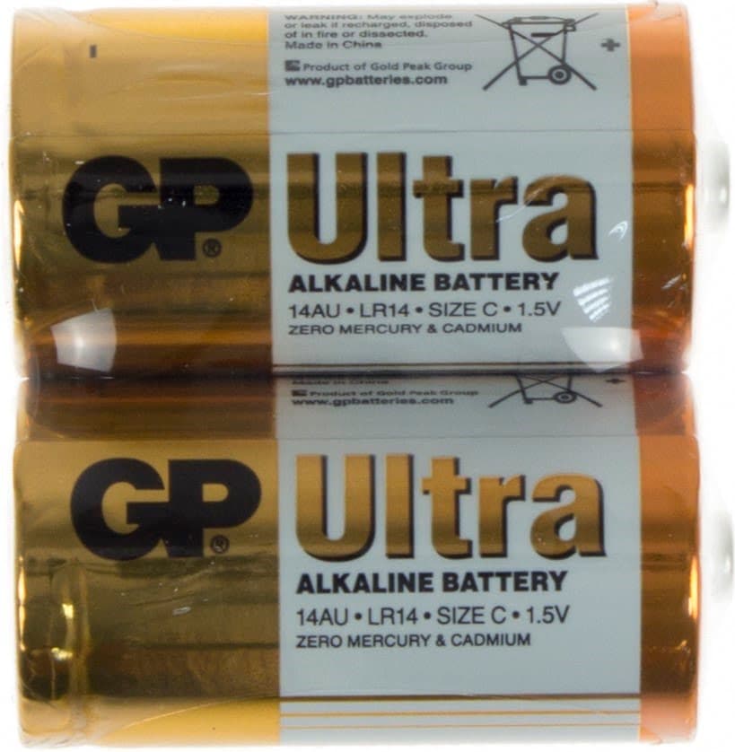 Батарейки GP Ultra 14AU-S2 LR-14 плівка 2 шт (12) (120)