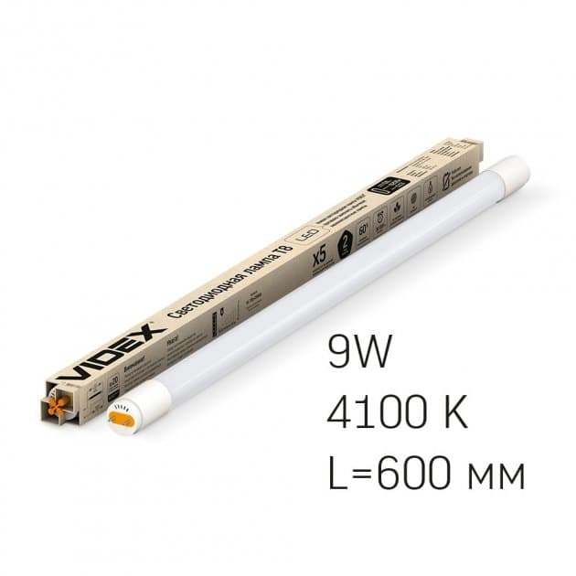 Лампа світлодіодна Led Videx T8b 9W 0,6 м 4100K 220V, матова (30)