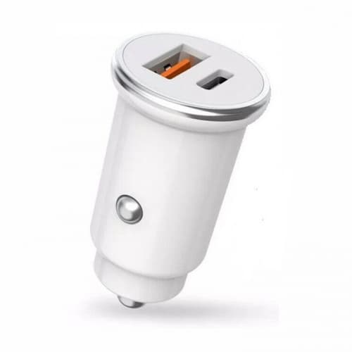 Зарядное устройство авто. XO №CC25 быстрая зарядка 1USB+Type-C 18w white