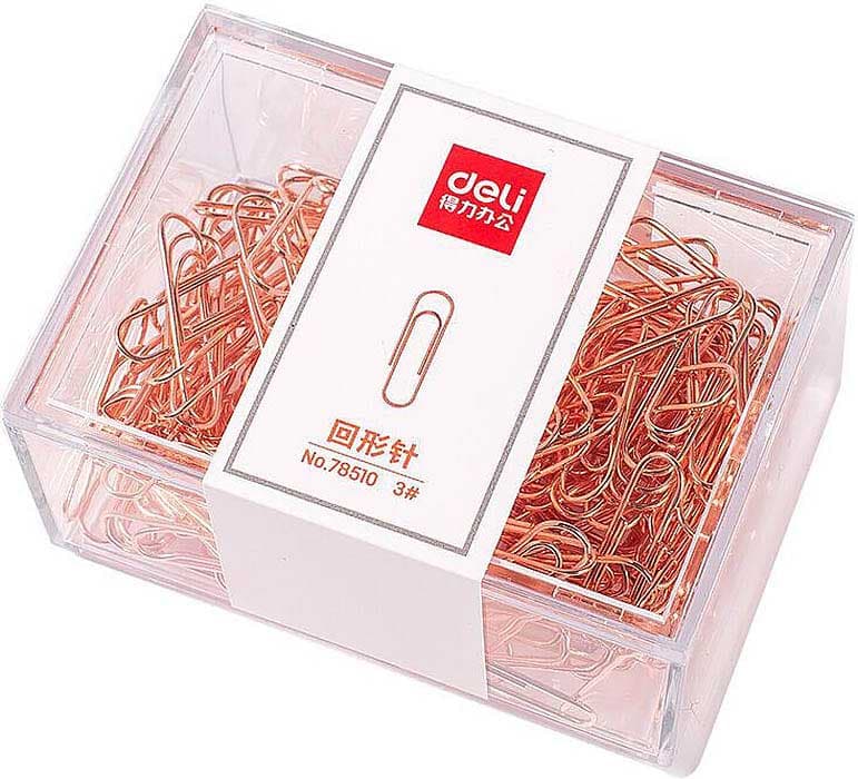 Скріпки "Deli" №78510 29мм (160шт) круг.,золото