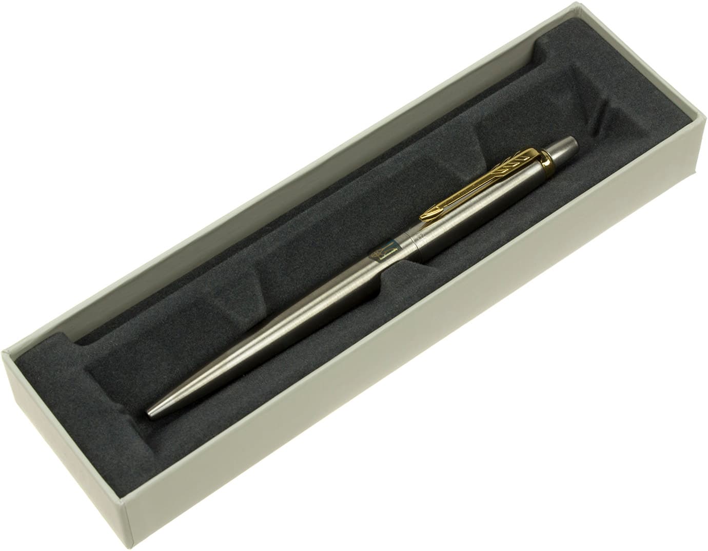 Ручка шариковая Parker Jotter сталь с позолотой Трезубец желто-синий 16 032_R5