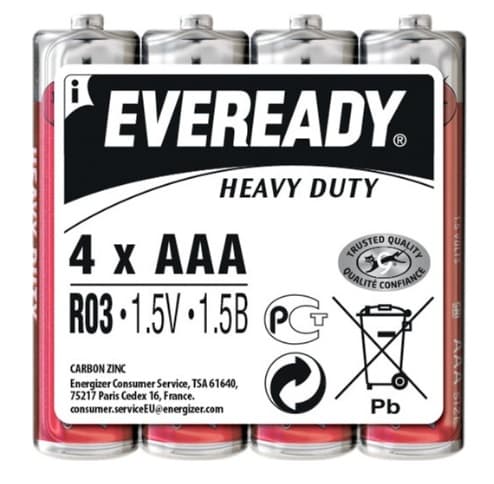 Батарейки Energizer Eveready Heavy Duty R-03 / плівка 4 шт (15)