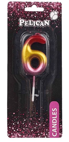 Свічка в торт Цифра-6 райдужна 4,5см Pelican (1) (100) (800) 864566