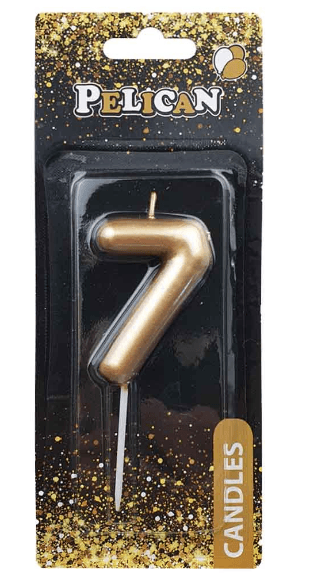 Свічка в торт Цифра-7 золото 6см Pelican (1) (12) (600) 866017