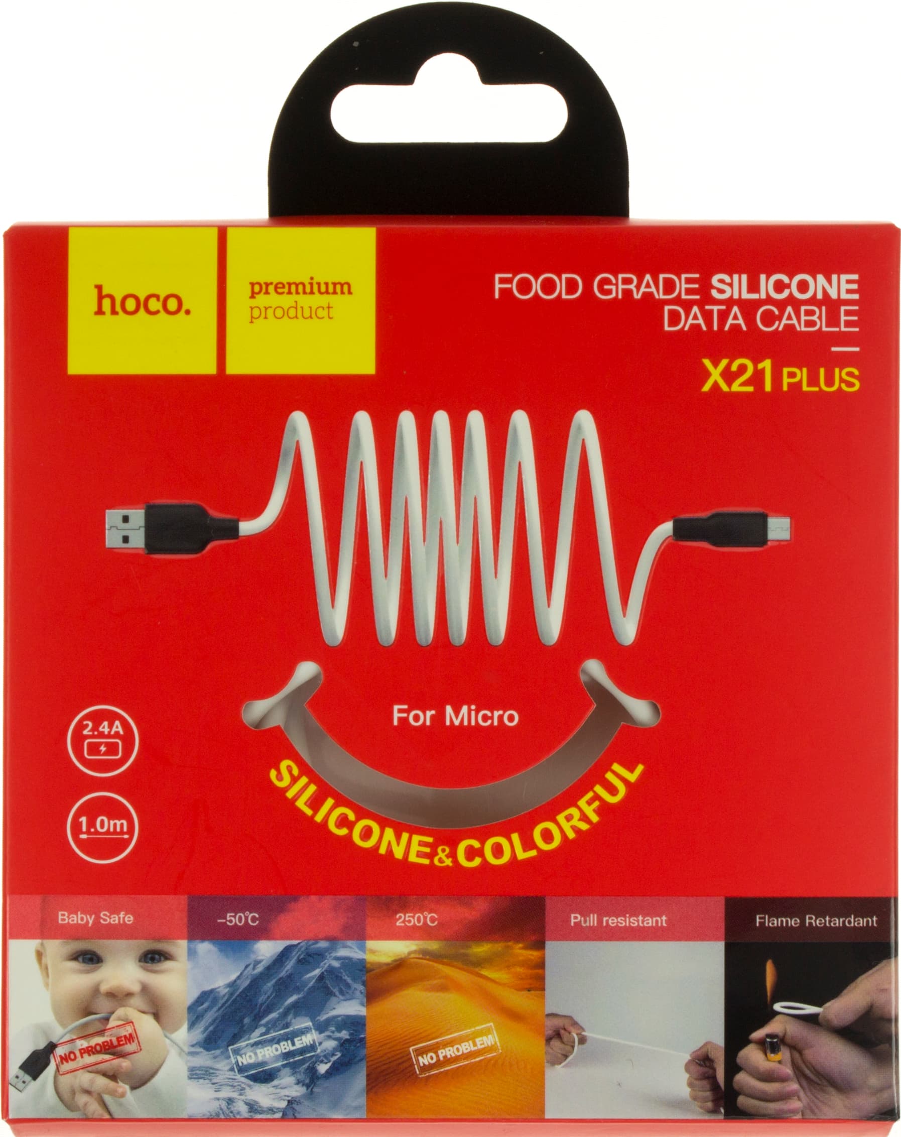 Кабель USB > microUSB HOCO X21 Silicone 1 м black/white  