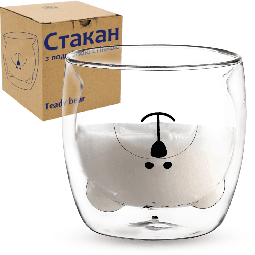 Чашка скло 300 мл Teady bear з подвійною стінкою S&T (36) №202-40