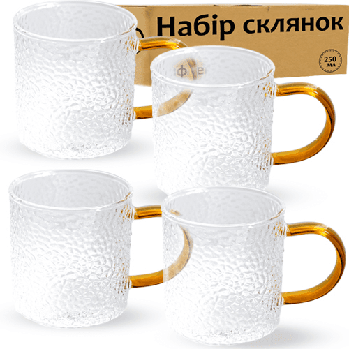 Набор чашек стекло Айс (4 шт) 250 мл (24) №203-3 S&T