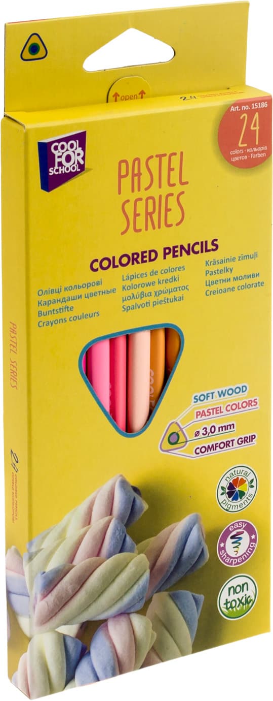 Олівці кольор. 24 кольор. "CoolForSchool" №CF15186 Premium Pastel тригран.(6)(120)