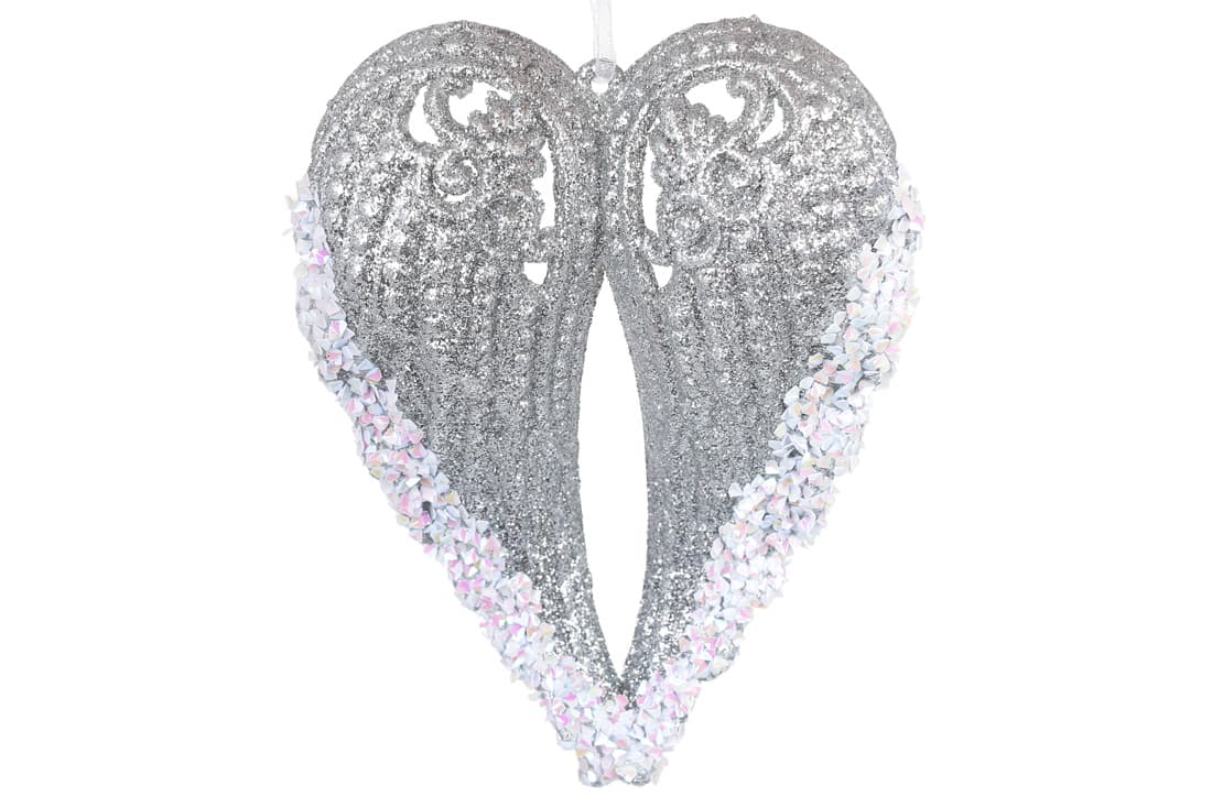 Прикраса пласт. "Крила" 15см срібло №788-987/Bonadi/(30)