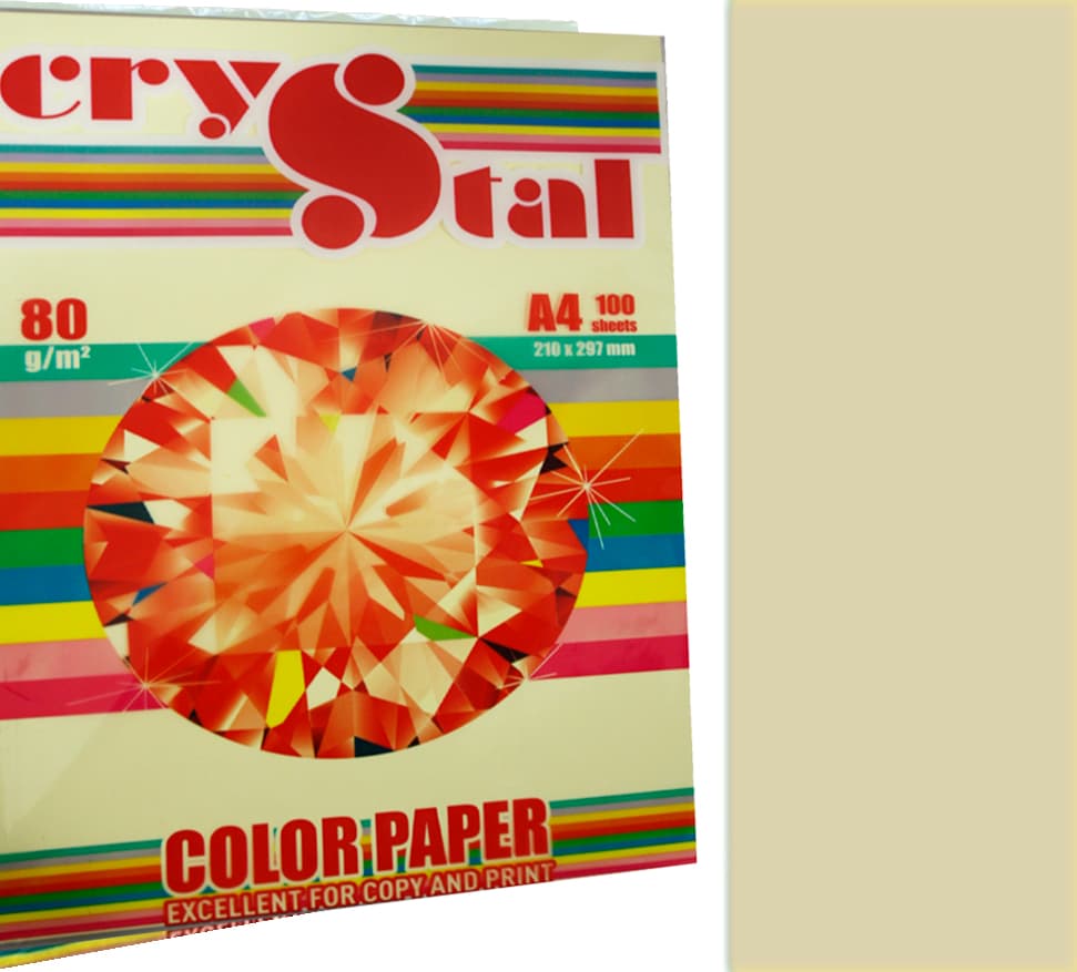 Папір кольор. А4 80г/м паст. Crystal Color Paper Ivory 100 (слон. кістка)(100)