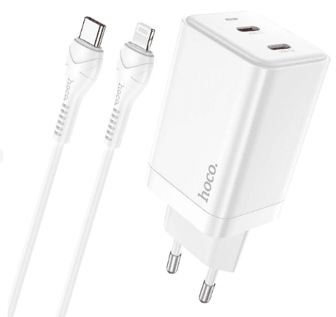 Зарядний пристрій Hoco N23 швидка зарядка 2Type-C 45W white (11)
