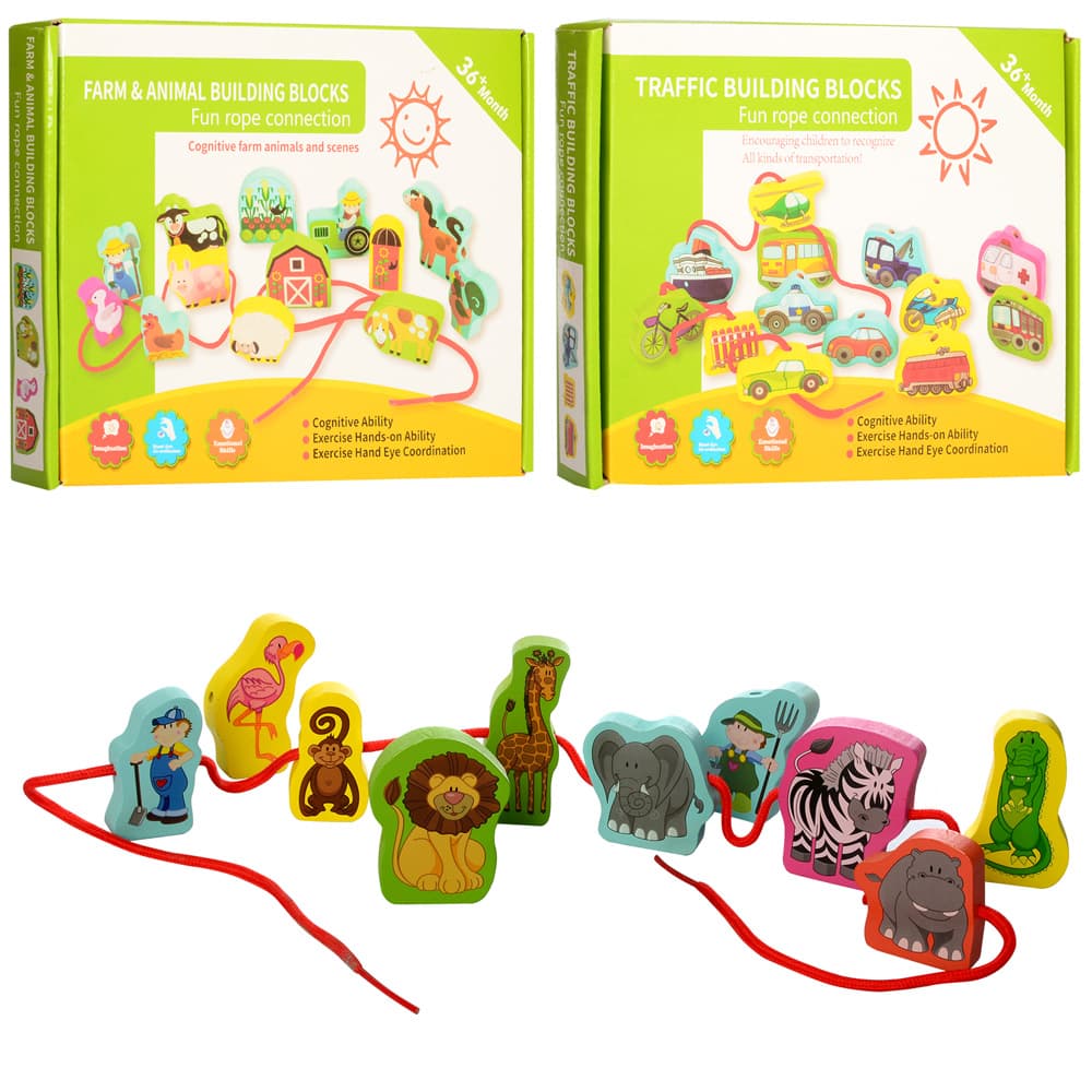 Игрушка деревянная Шнуровка,фигурки,в кор-ке,,29х21х5х3,5см,2 вида №MD1263(48)