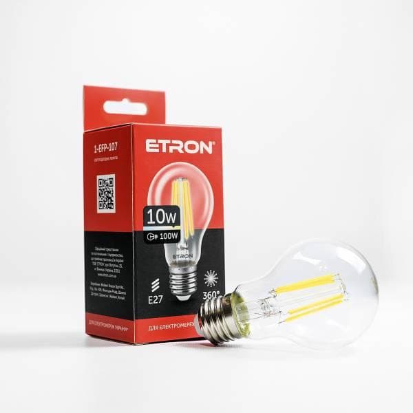 Лампа "Etron Filament Power" прозоре скло LED 1-EFP-107 A60 10Вт 3000K Е27(10)