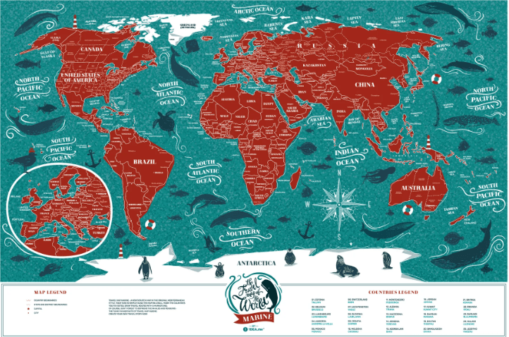 Скретч карта світу "Travel Map Marine World" (англ) в тубусі/Dream&Do/