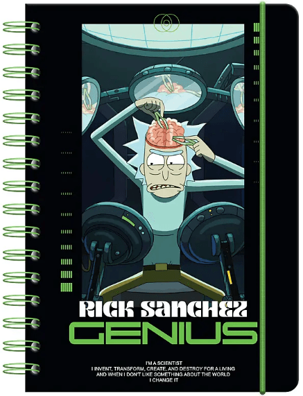 Блокнот пруж. А5 80арк. кліт. тв. обкл. Rick and Morty №RM24-190/Kite/(10)