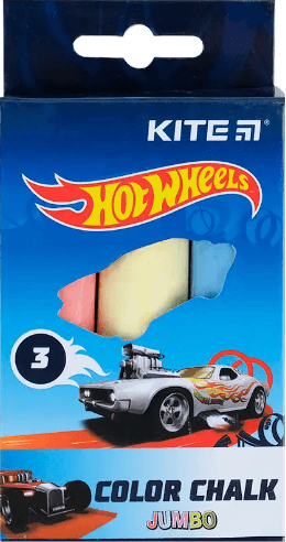 Мел цветн. "Kite" №HW24-077 3цветн. Jumbo Hot Wheels(20)(120)