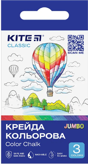 Мел цветн. "Kite" №K-077 3цветн. Jumbo Classic(20)(120)