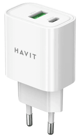 Зарядное устройство Havit №HV-UC111 USB+Type-C 20W быстрая зарядка white