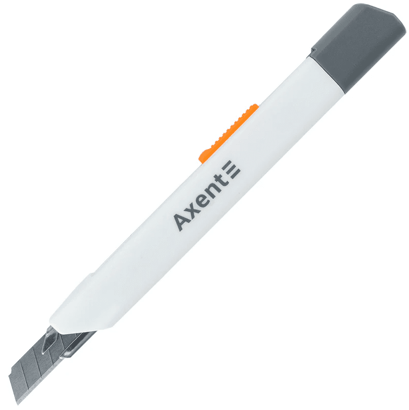 Нож канц. "Axent" 9мм №6607 метал. направляющие,закрытое лезвие,белый(24)