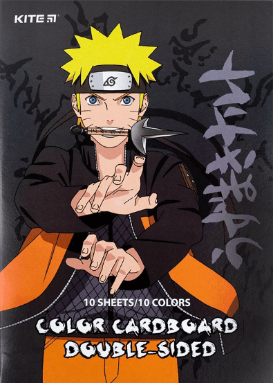 Картон цветн. А4 двухстор.10л./ 10цветн. Naruto №NR24-255/Kite/(50)