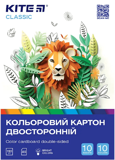Картон цветн. А5 двухстор.10л./ 10цветн. Classic №K-289/Kite/(50)