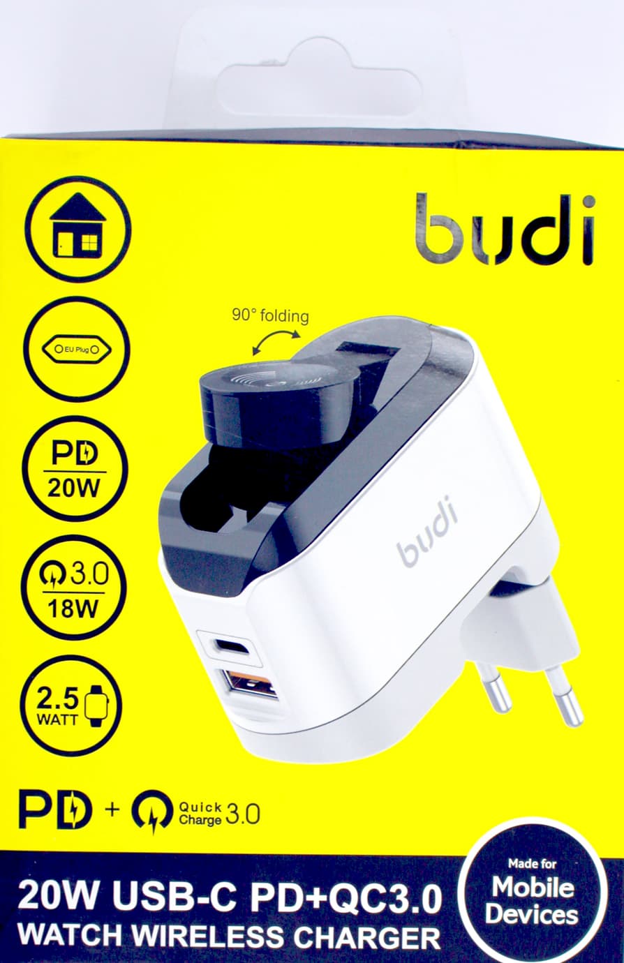 Зарядное устройство индукц. Budi №AC330WEW 20W быстрая зарядка,USB,Type-C,smartwatch/Breidon/